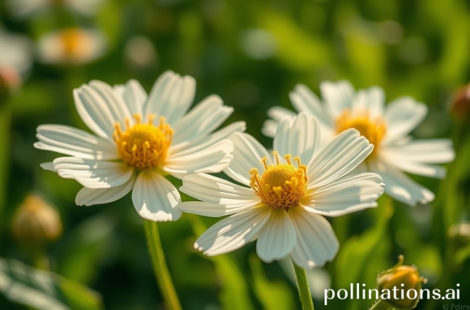 Flores de camomila vibrantes em um campo ensolarado, destacando as propriedades calmantes desta planta medicinal para o jardim.